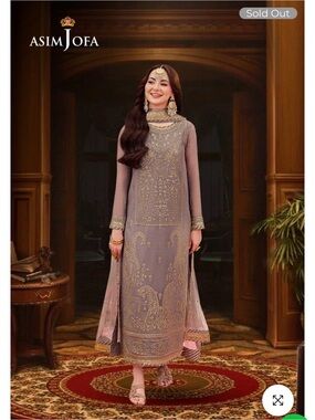 New XXL Asim Jofa designer 3 pc formal Embroidered Dress
